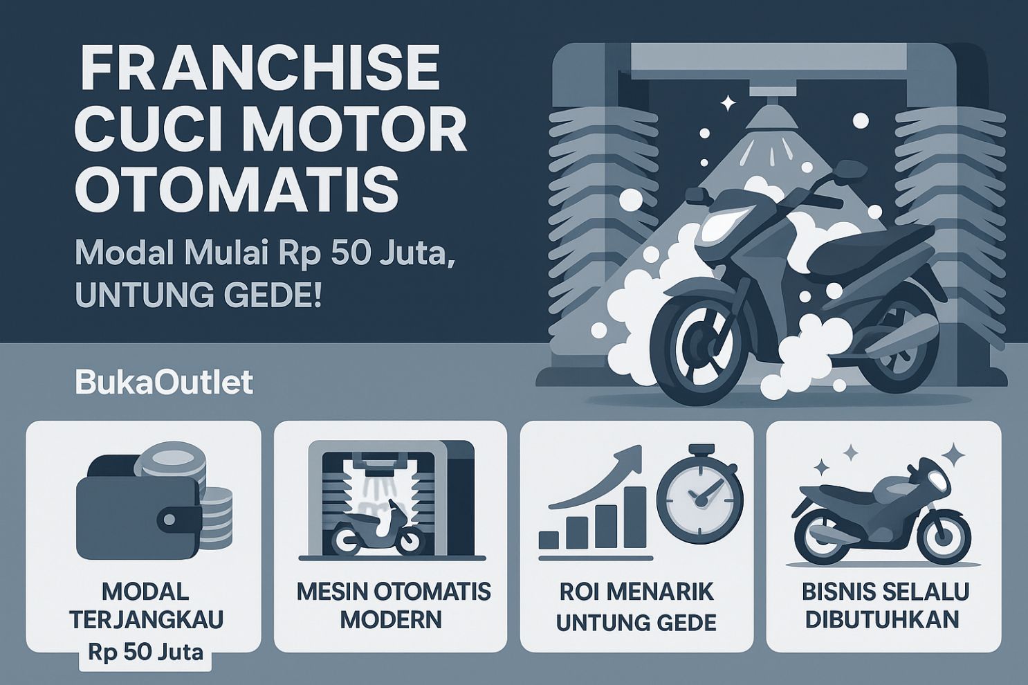 Franchise Laundry / Cuci Motor Otomatis: Modal Mulai Rp 50 Juta, Untung Gede!